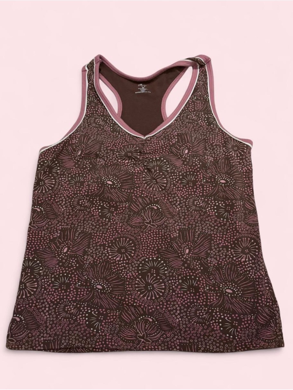 Y2K 2000s Pink and Brown Boho Indie Razorback Tank